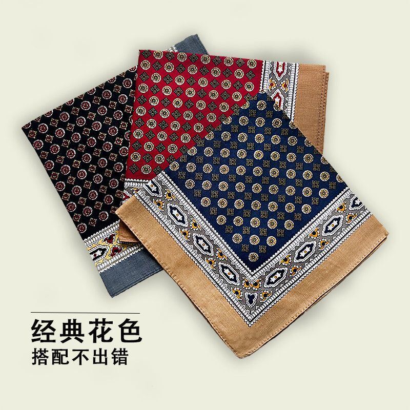 39CM Vintage Pure Cotton Handkerchief - Classic Square Cotton Handkerchief for Sweat Wiping