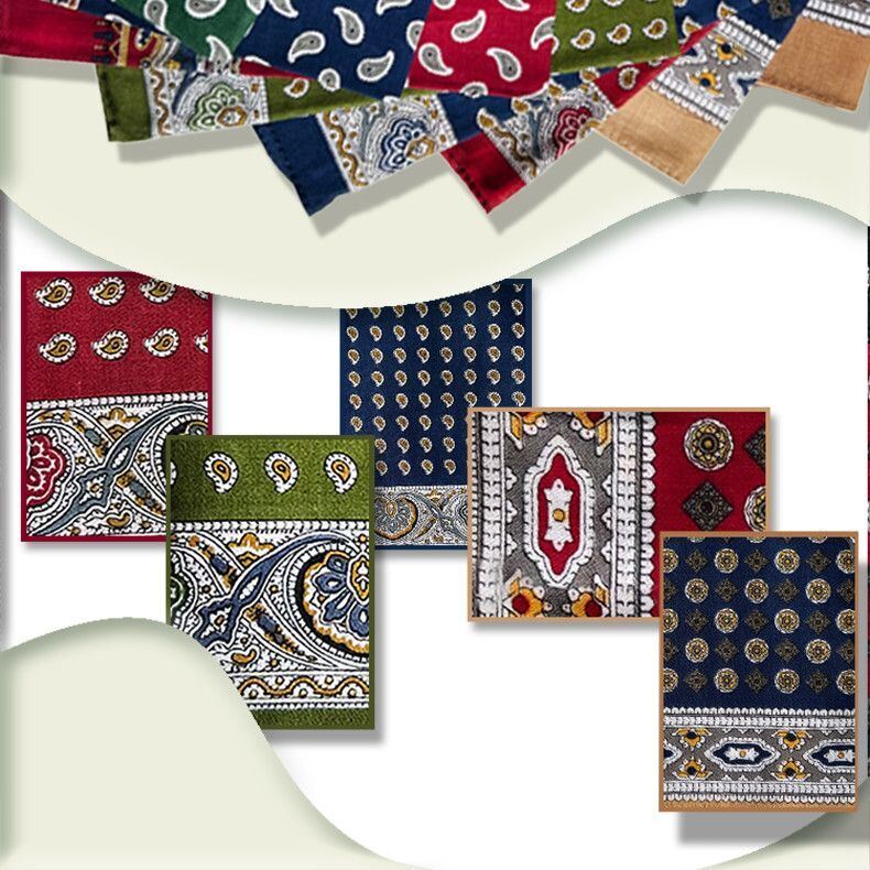 39CM Vintage Pure Cotton Handkerchief - Classic Square Cotton Handkerchief for Sweat Wiping